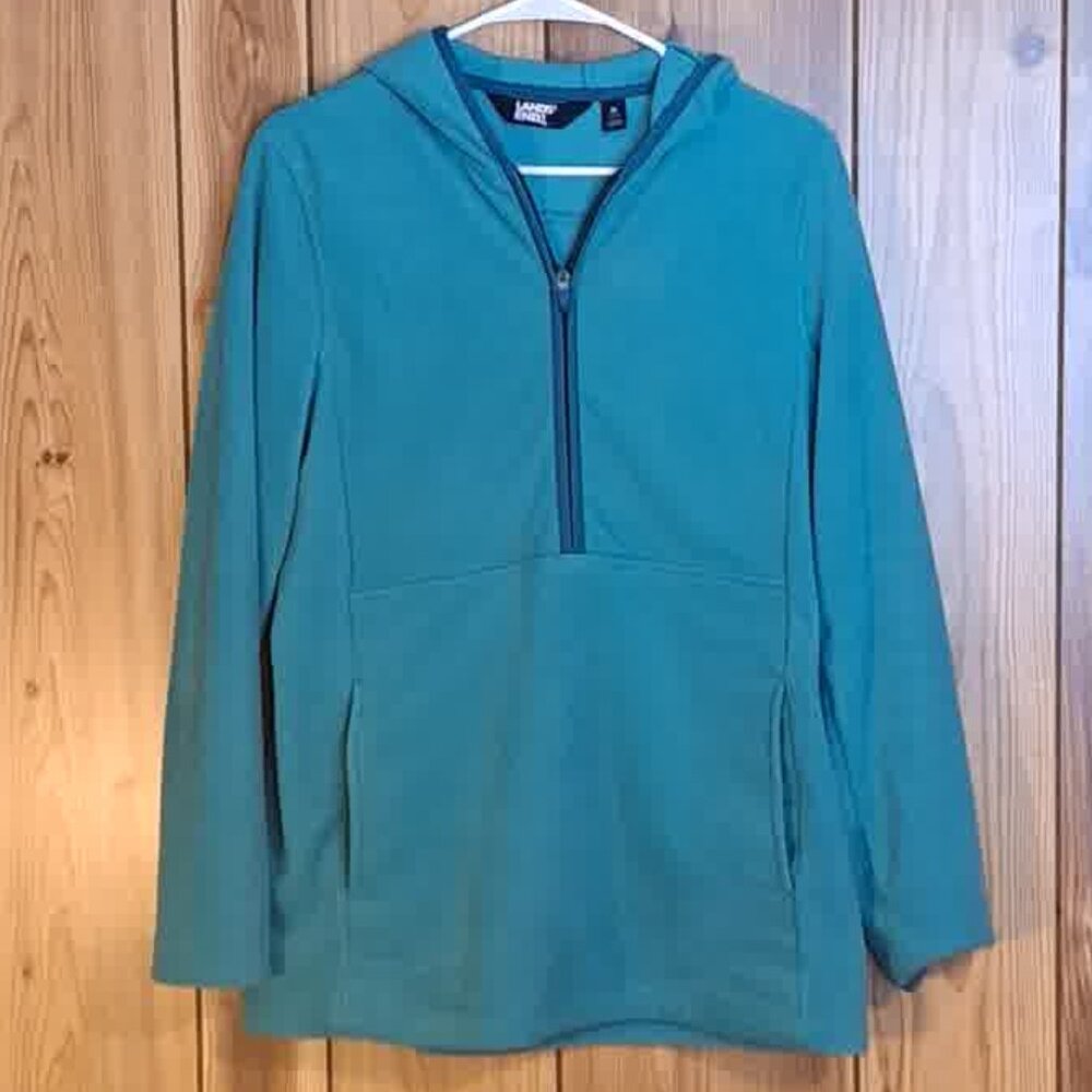 LANDS' END MEDIUM 10-12  Blue Fleece Hoodie Tunic